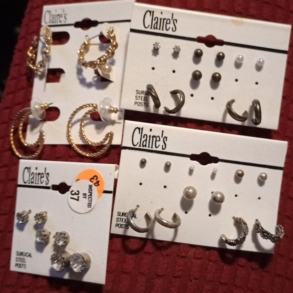 Claire's pierced earring. Large lot of vintage unused pairs